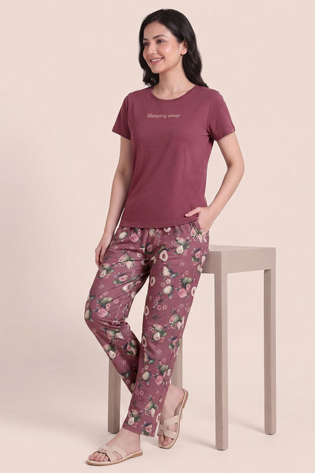 Zivame Buttersoft Fruity Collection Knit Poly Pyjama Set - Mesa Rose Buy Zivame Buttersoft Fruity Collection Knit Poly Pyjama Set - Mesa Rose